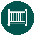 Icon of a baby gate on a green circle