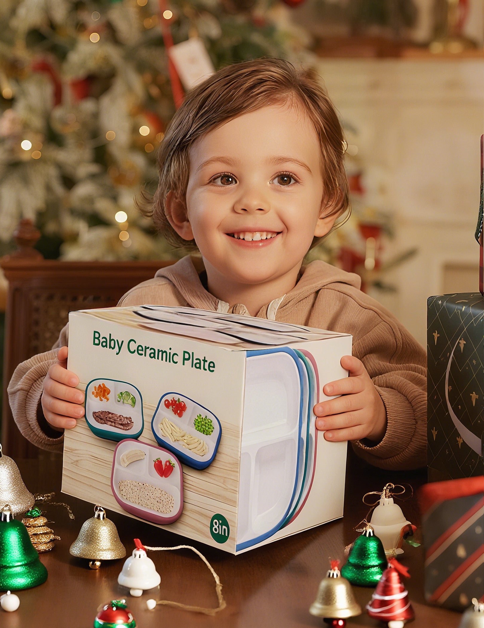 Gallery Porcelain | 8'' Toddler Porcelain Divided Plates with Suction Base - 3 Pack