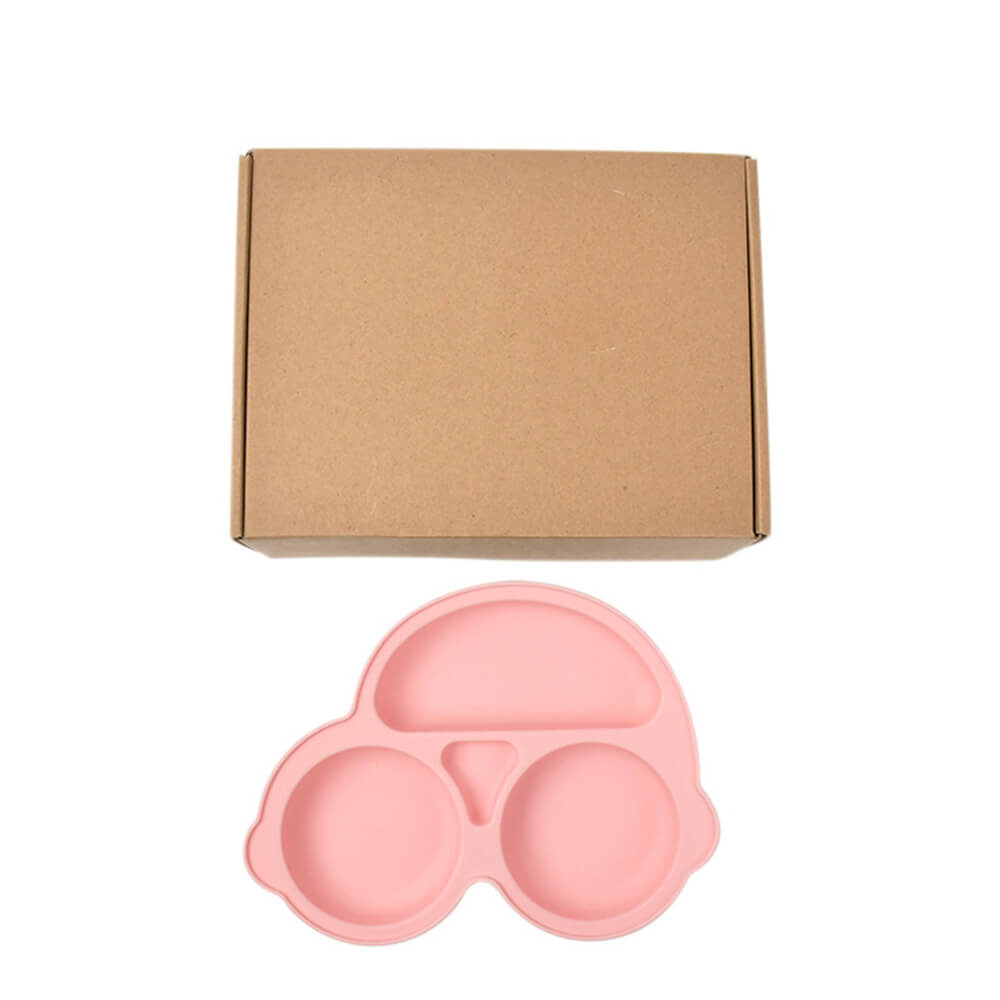 LulliNini Baby Plates - Kids' Car-Themed Silicone Divider Plate, Fun and Safe Mealtime Companion