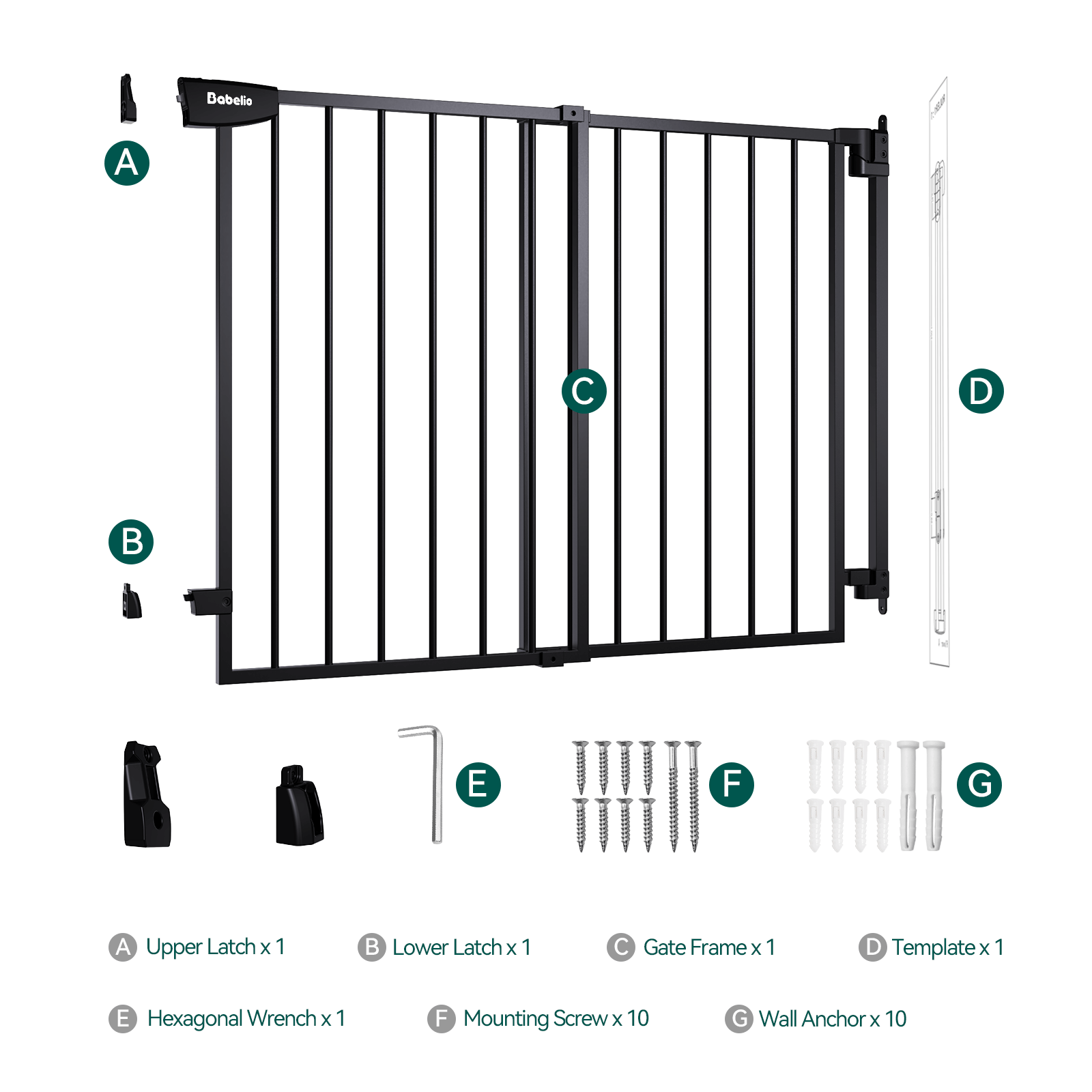 Boundless S12 | Adjustable Baby Gate for Top of Stairs
