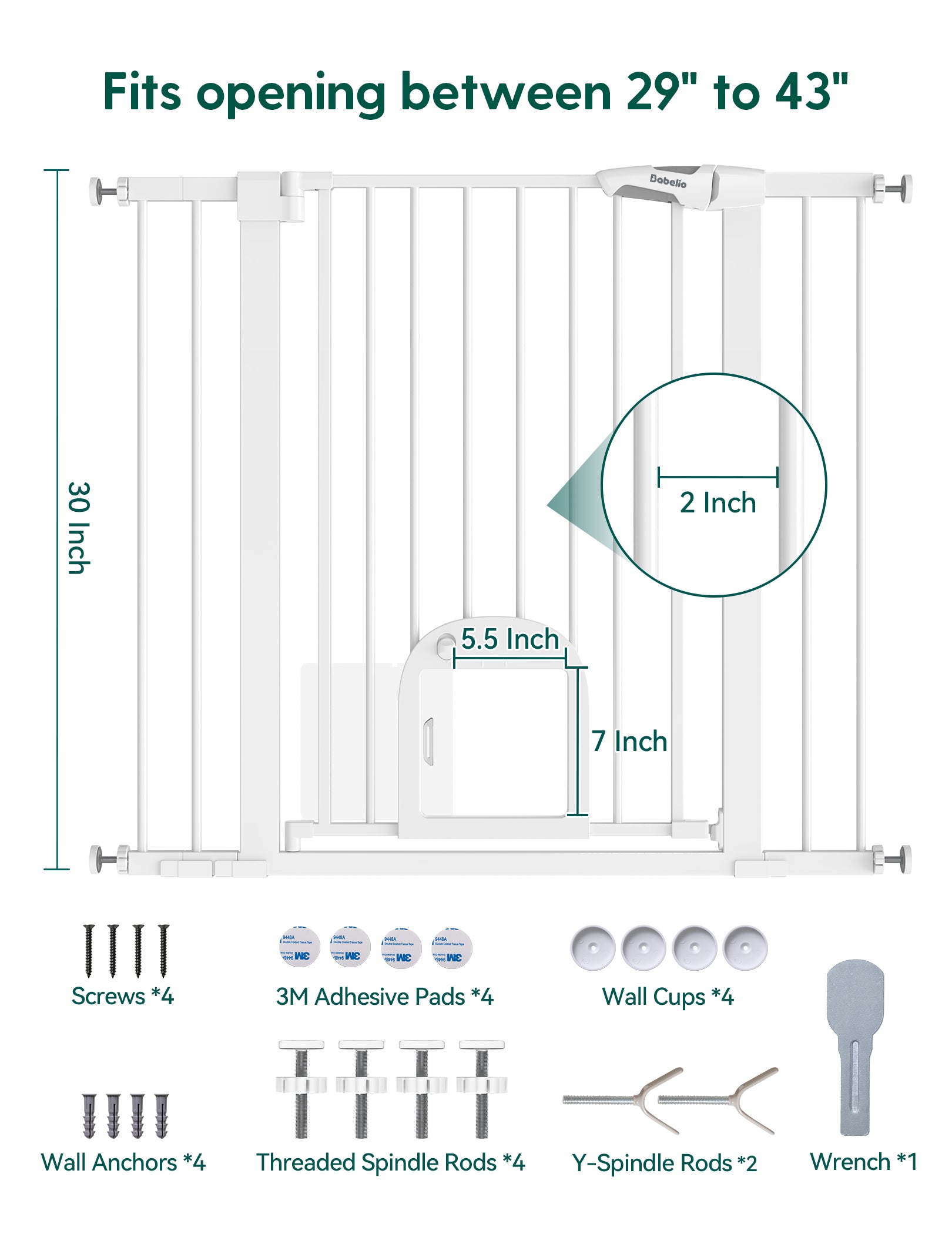 CatPrivilege T7 | Expandable Stylish Baby Gate with Cat Door