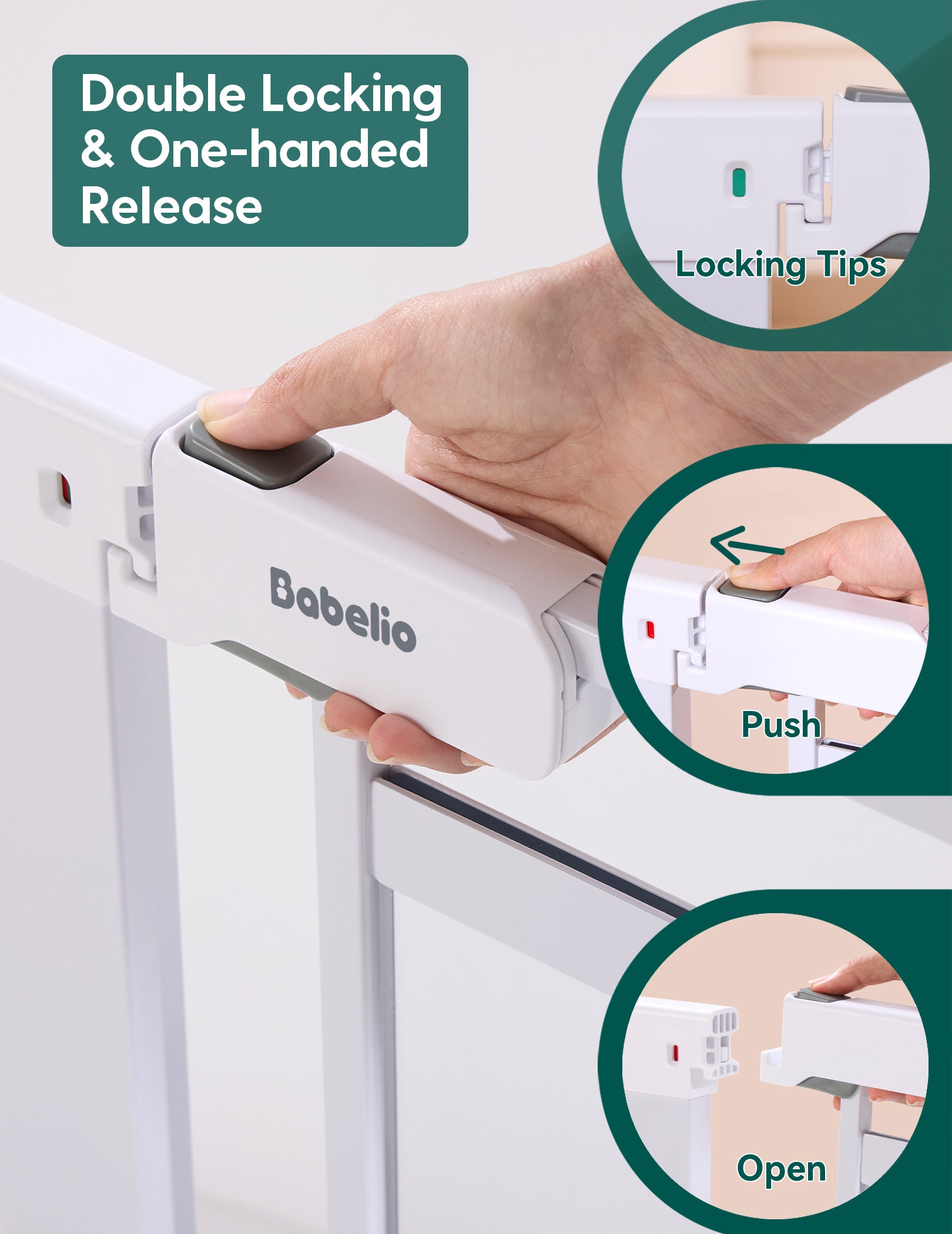 PressGuard P7 Clear | Auto Close Baby&Dog Gate for Stairs and Doorways