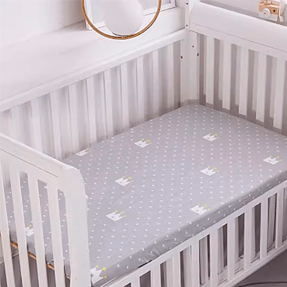 LulliNini Premium Cotton Crib Fitted Sheet for Babies - Playful Cartoon Patterns