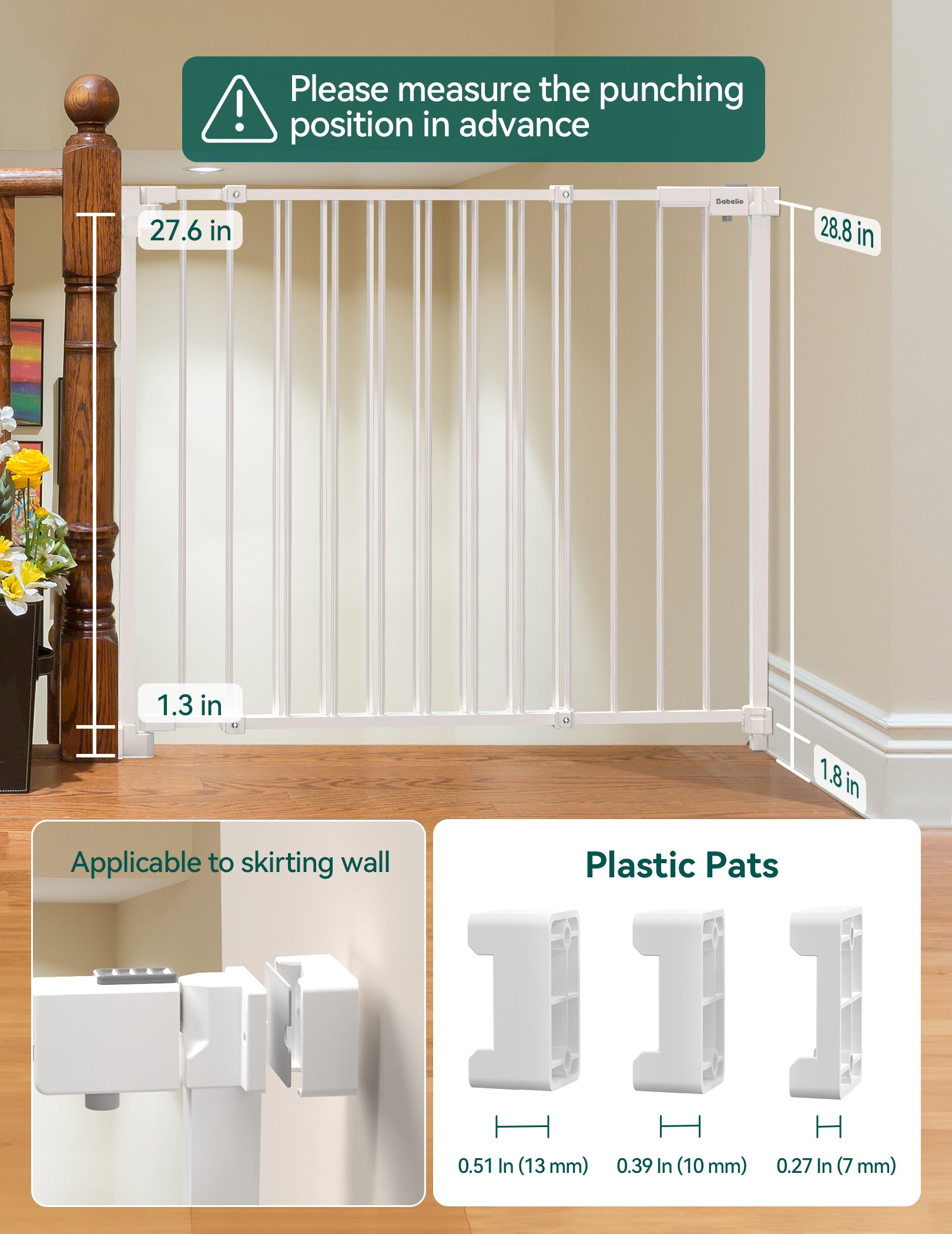 Boundless R30 | 29-43"W Baby&Dog Gate for Stairs and Doorways