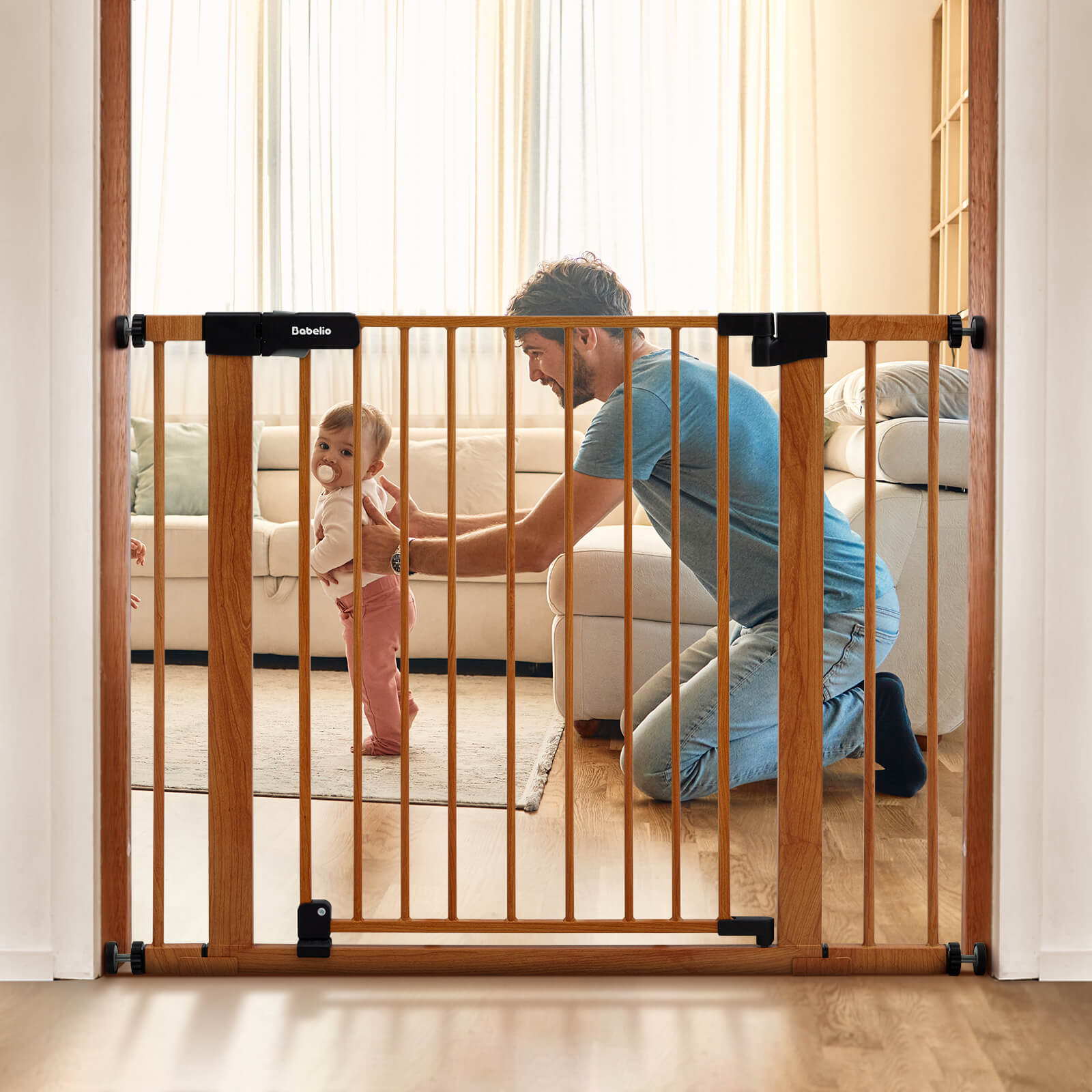 PressGuard C5&P7 Wood Pattern | Baby Gate for Top of Stairs