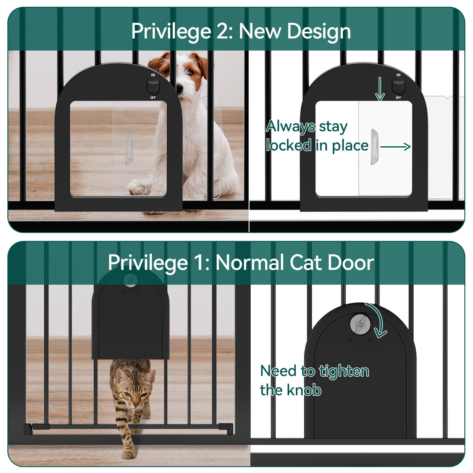 Babelio 29-43" Walk-Thru Baby Gate with Small Lockable Pet Door