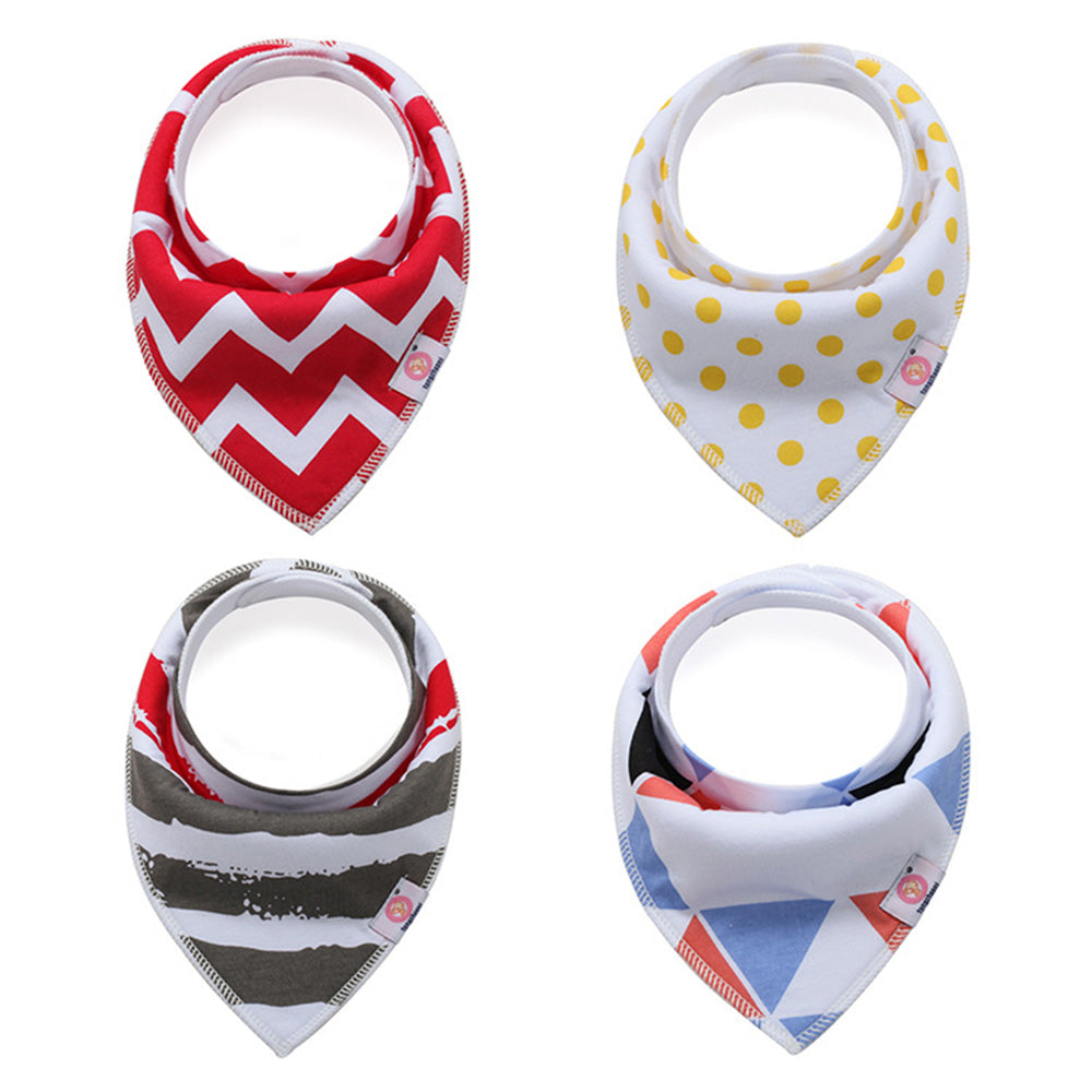 NIDOMIO Baby Bibs 4-Pack | Soft Cotton Double Layered Triangle Drool Cloths for Newborns