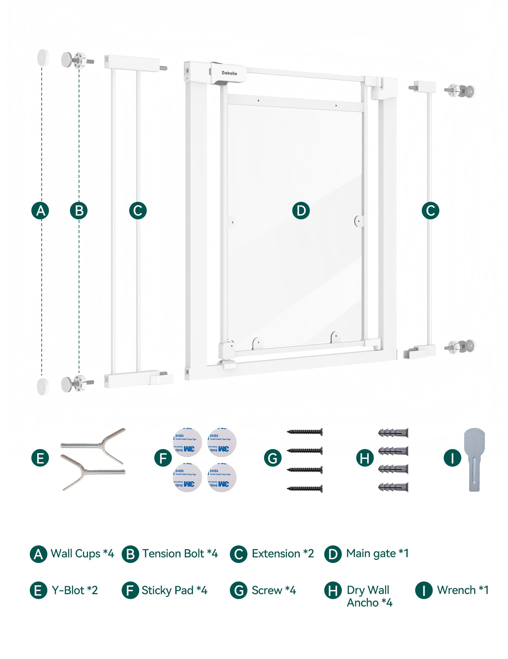 PressGuard P7 Clear | Auto Close Baby&Dog Gate for Stairs and Doorways