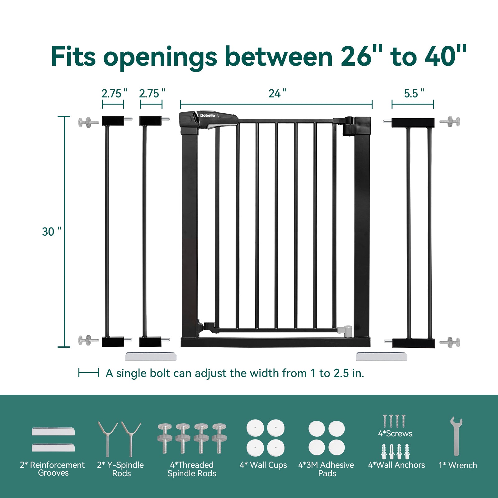 PressGuard C5 | Expandable Pressure Mounted No Drilling Baby Gate for Stairs