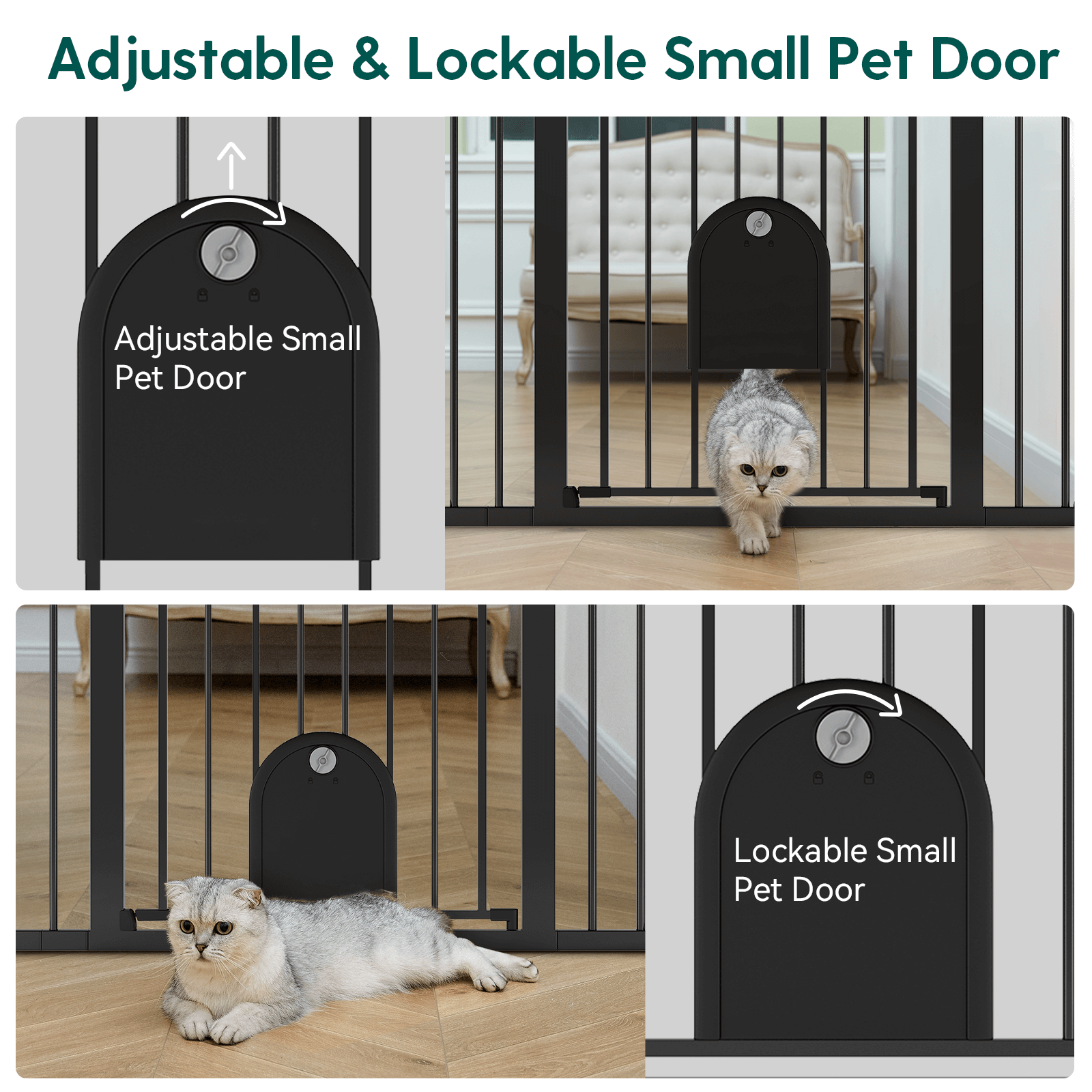 Babelio 29-43" Walk-Thru Baby Gate with Small Lockable Pet Door