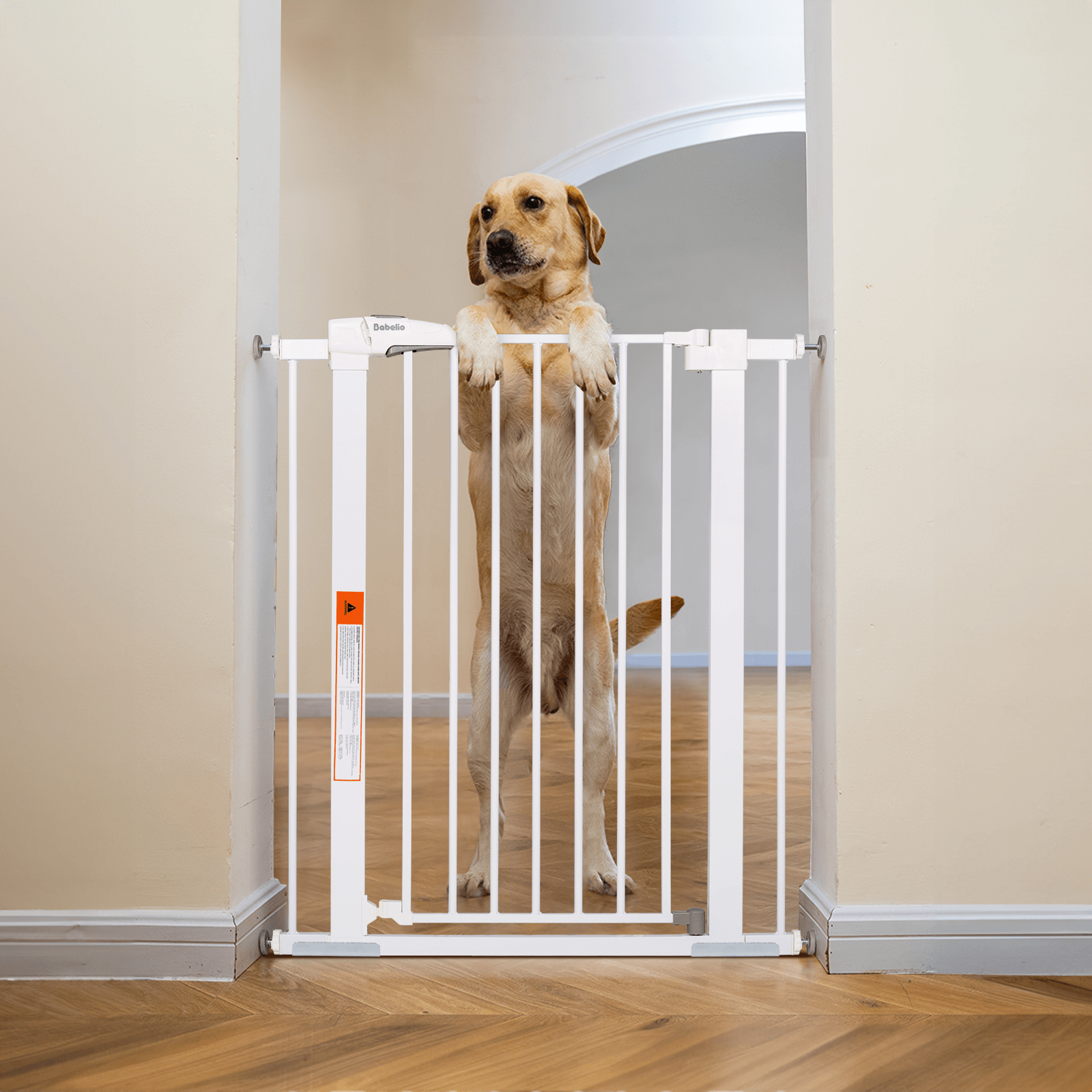 Babelio 36" High Adjustable Metal Baby/Pet Gate – 26-40" Wide, Auto-Close, Easy Install, Safe for Home Use