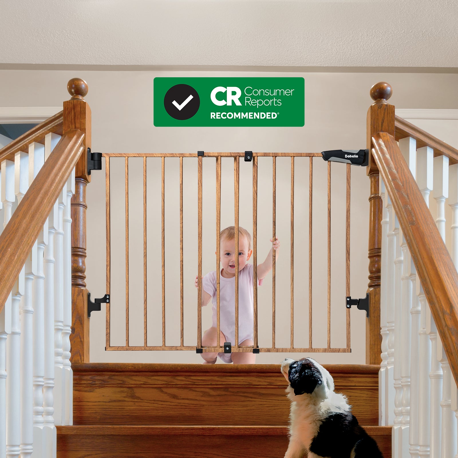 CRASH GATE クラッシュゲート Knot antiques Wood Pattern No Bottom Bar Baby Safety Gate (26-55