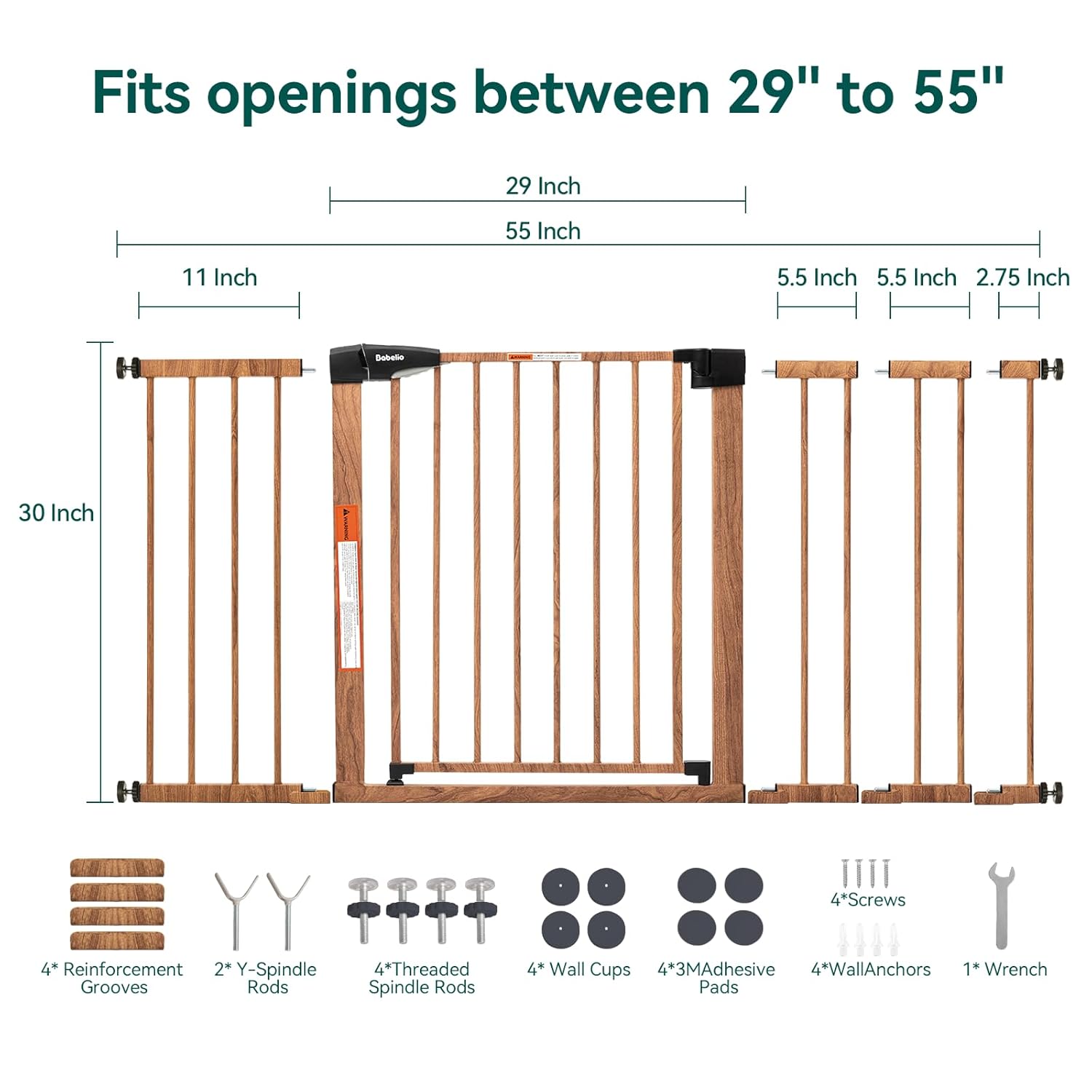 PressGuard P7 | Expandable Baby Gate for Stairs No Drill Pressure Mounted