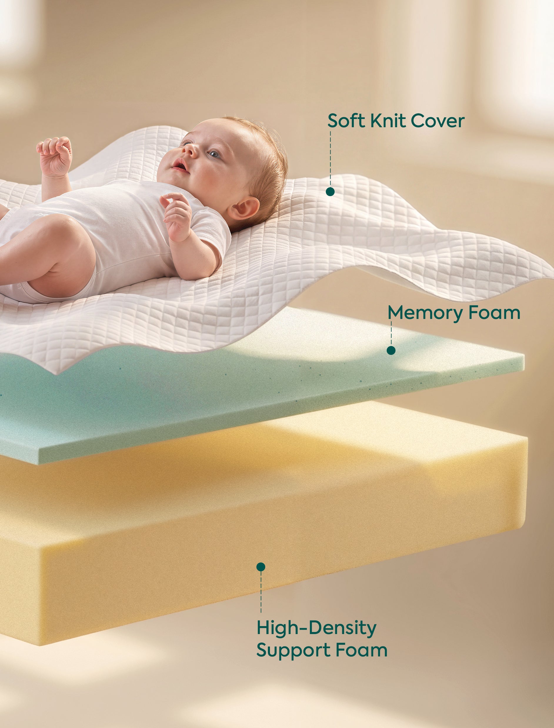 Babelio Dual-Sided Crib Mattress Memory Foam Waterproof Baby Mattress SO25 6 10