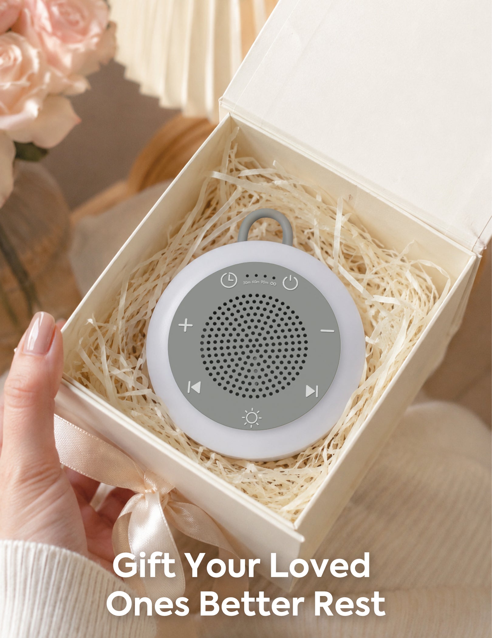 Babelio Pluggy portable white noise machine presented as a thoughtful gift for friends and family