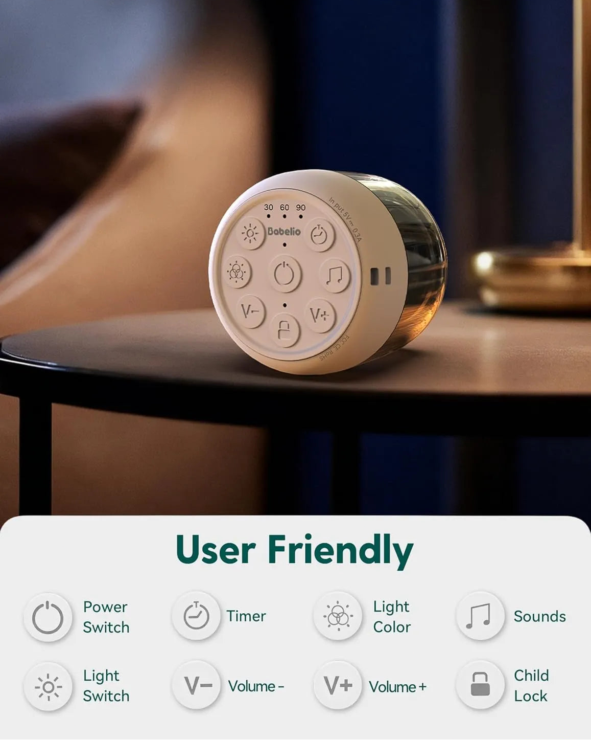 Pocket Glow White Noise Sound Machine LED Night Light & Relaxing Audio | Babelio