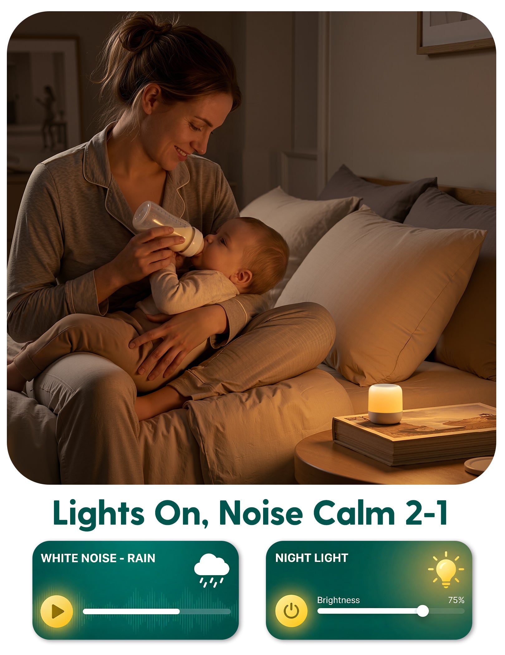 Babelio Pocket Glow White Noise Sound Machine 20 Non-Looping Sounds
