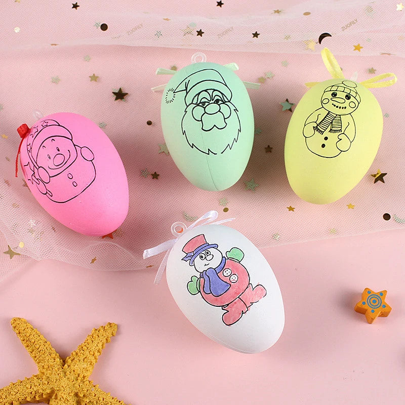 LulliNini 5pcs Easter Random Egg Graffiti Happy Easter Decorations Painted Handmade DIY Eggs Craft Kids Gift Favor Home Decor Easter Party