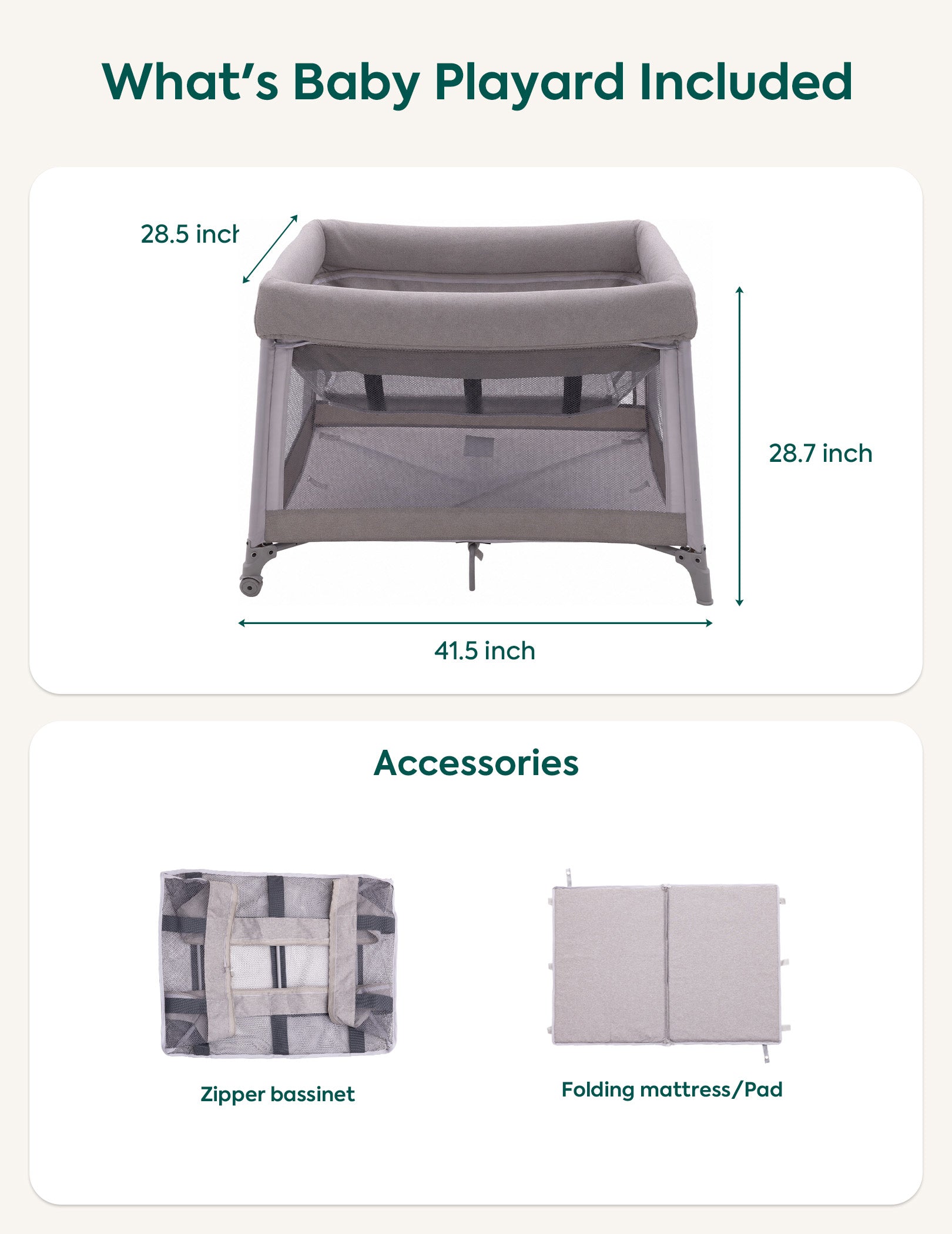 Babelio Baby Pack and Play Travel & Dome infant Play yard Gery