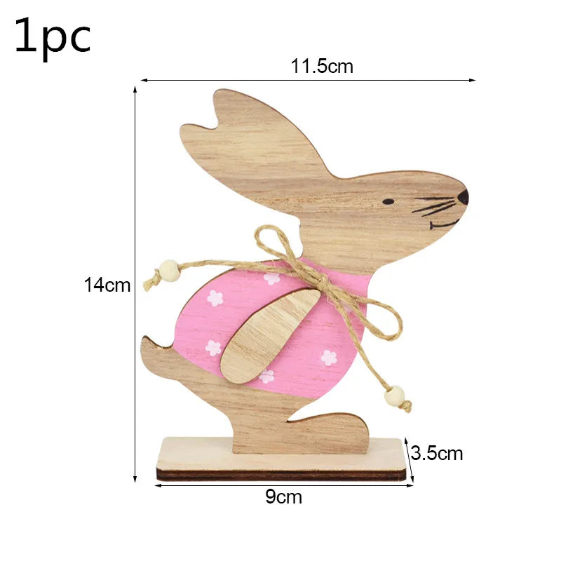 LulliNini HAPPY EASTER Party Door Hanging Sign Wooden Easter Egg Rabbite Bunny For Home Decor Easter Wreath Supplies Wood Crafts Ornaments