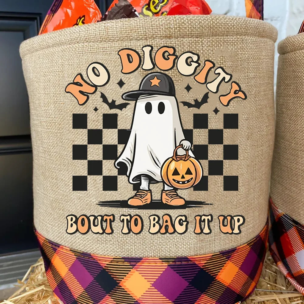 Halloween Trick or Treat Bucket — Spooky Candy Basket Tote for Kids & Fall Festival Parties
