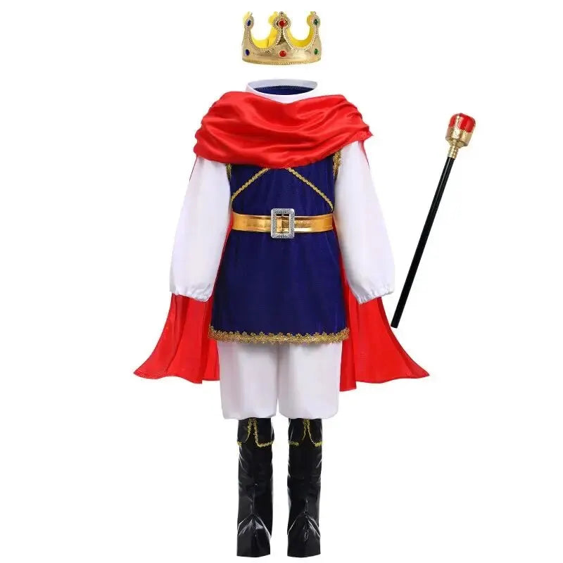 Boys Royal Prince Costume — Medieval King Outfit with Crown, Cape & Full Accessories Set
