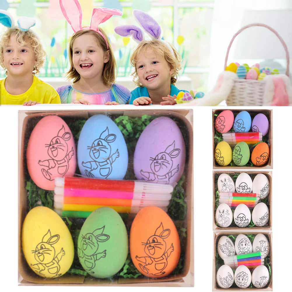 LulliNini DIY Painting Easter Eggs with Paint Pen Foam Easter Eggs DIY Doodle Kit for Easter Theme Party