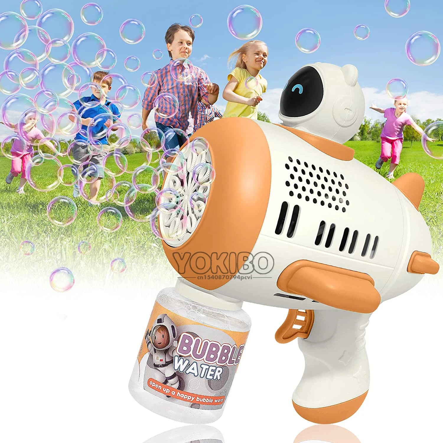 LulliNini Bubble Gun Machine for Kids Toddler, 8 Hole Bubble Maker Automatic Bubble Blower with Led Light Soap Bubble Maker Summer Toys