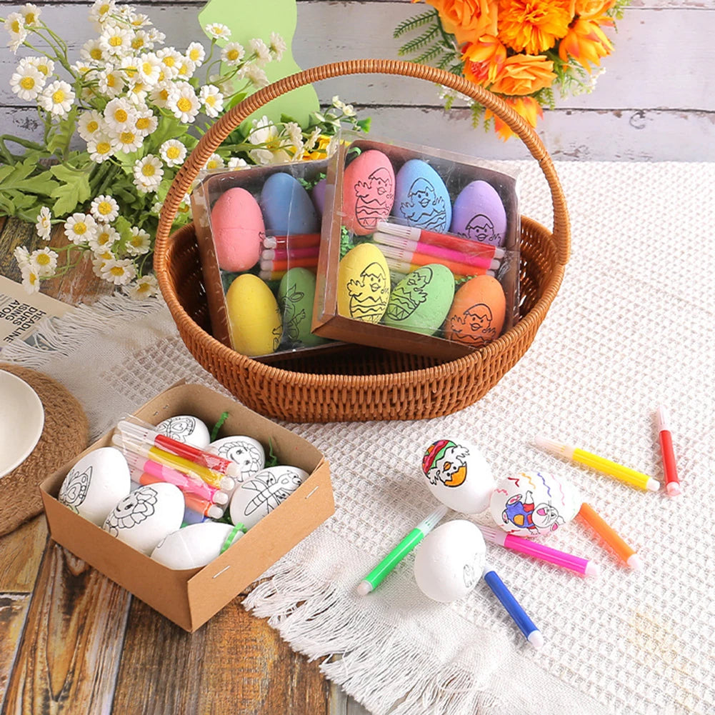 LulliNini DIY Painting Easter Eggs with Paint Pen Foam Easter Eggs DIY Doodle Kit for Easter Theme Party