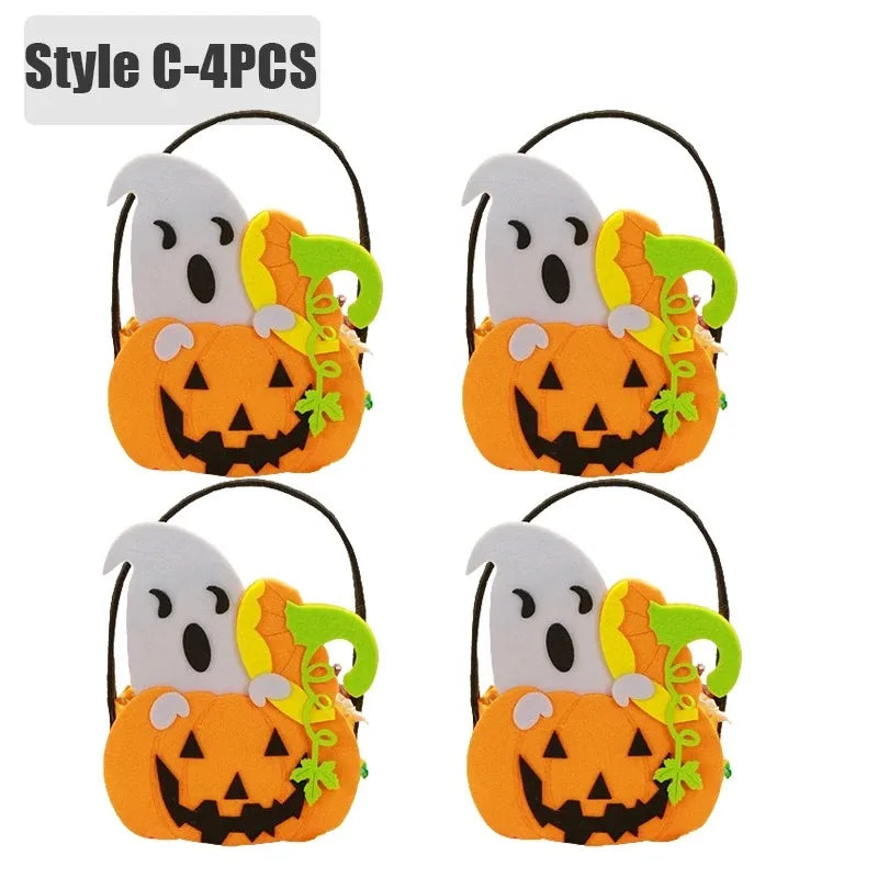 Halloween Pumpkin Candy Bags — 1–6 PCS Felt Trick or Treat Tote for Kids Party