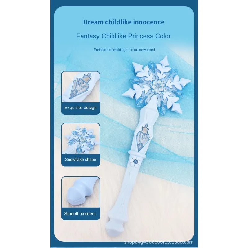 Frozen Princess Elsa Magic Wand Set — Snowflake Light-Up Wand with Crown, Ring & Gift Box