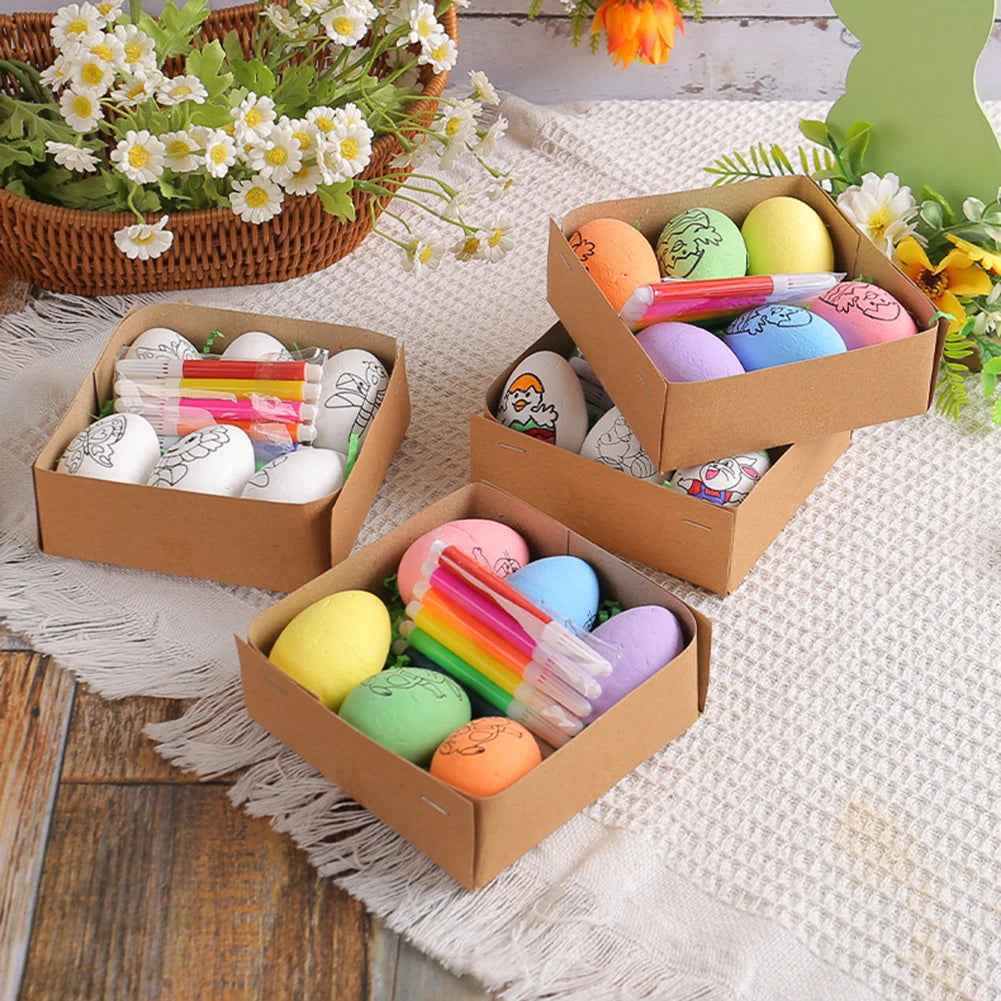 LulliNini DIY Painting Easter Eggs with Paint Pen Foam Easter Eggs DIY Doodle Kit for Easter Theme Party
