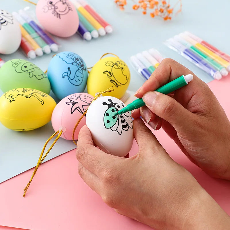 LulliNini 10Pcs DIY Arts Painting Eggs Color Filling Drawing Toys for Kids Birthday Party Favors Kindergarte Prizes Baby Shower Party Gift
