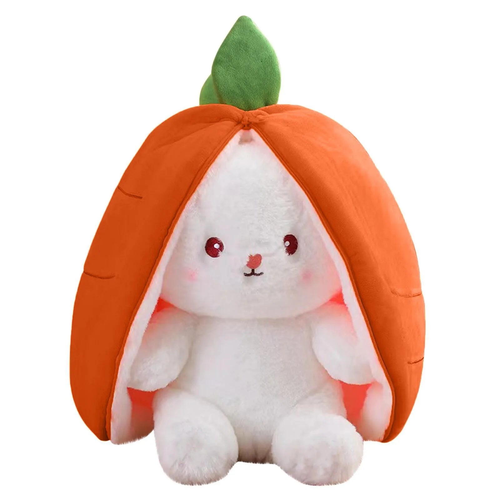 LulliNini Easter Bunny Plush Reversible Carrot Strawberry Bunny Plush Toy Pillow Bunny With Zipper Birthday Gift For Boys Girls Kids Doll