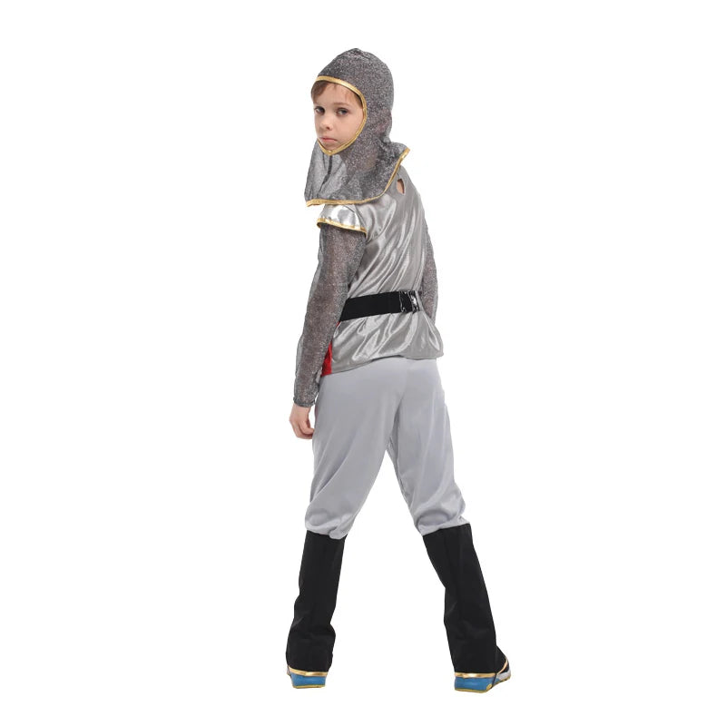 Kids Knight Costume — Medieval Armor Cosplay Outfit with Cape for Boys, Stage & Halloween