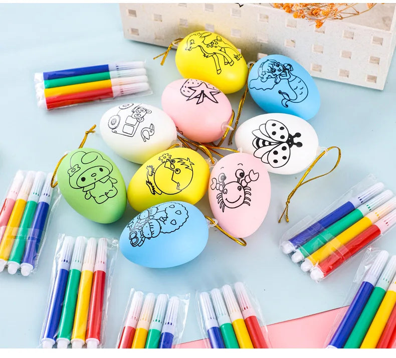 LulliNini 10Pcs DIY Arts Painting Eggs Color Filling Drawing Toys for Kids Birthday Party Favors Kindergarte Prizes Baby Shower Party Gift