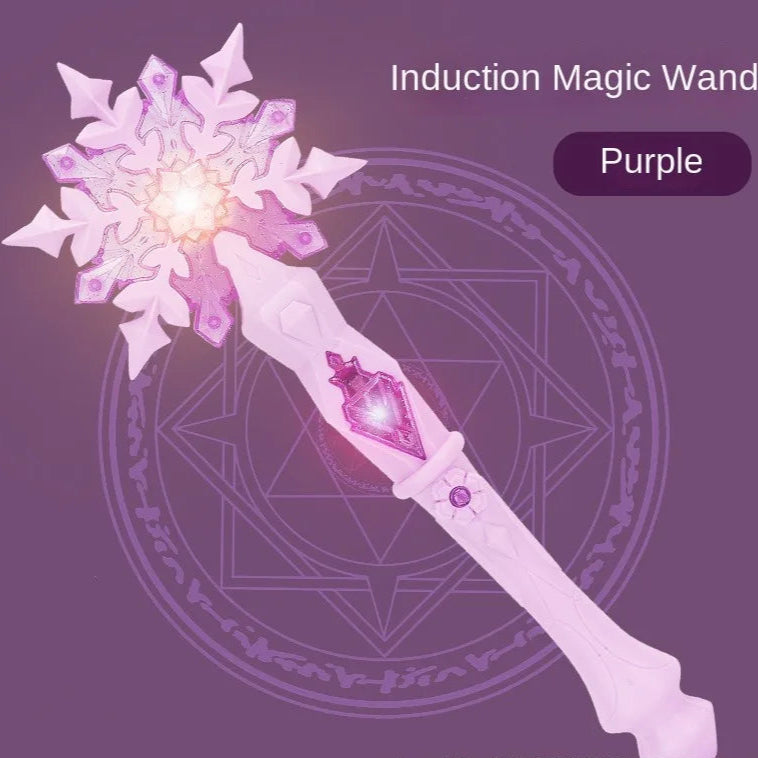 Frozen Princess Elsa Magic Wand Set — Snowflake Light-Up Wand with Crown, Ring & Gift Box