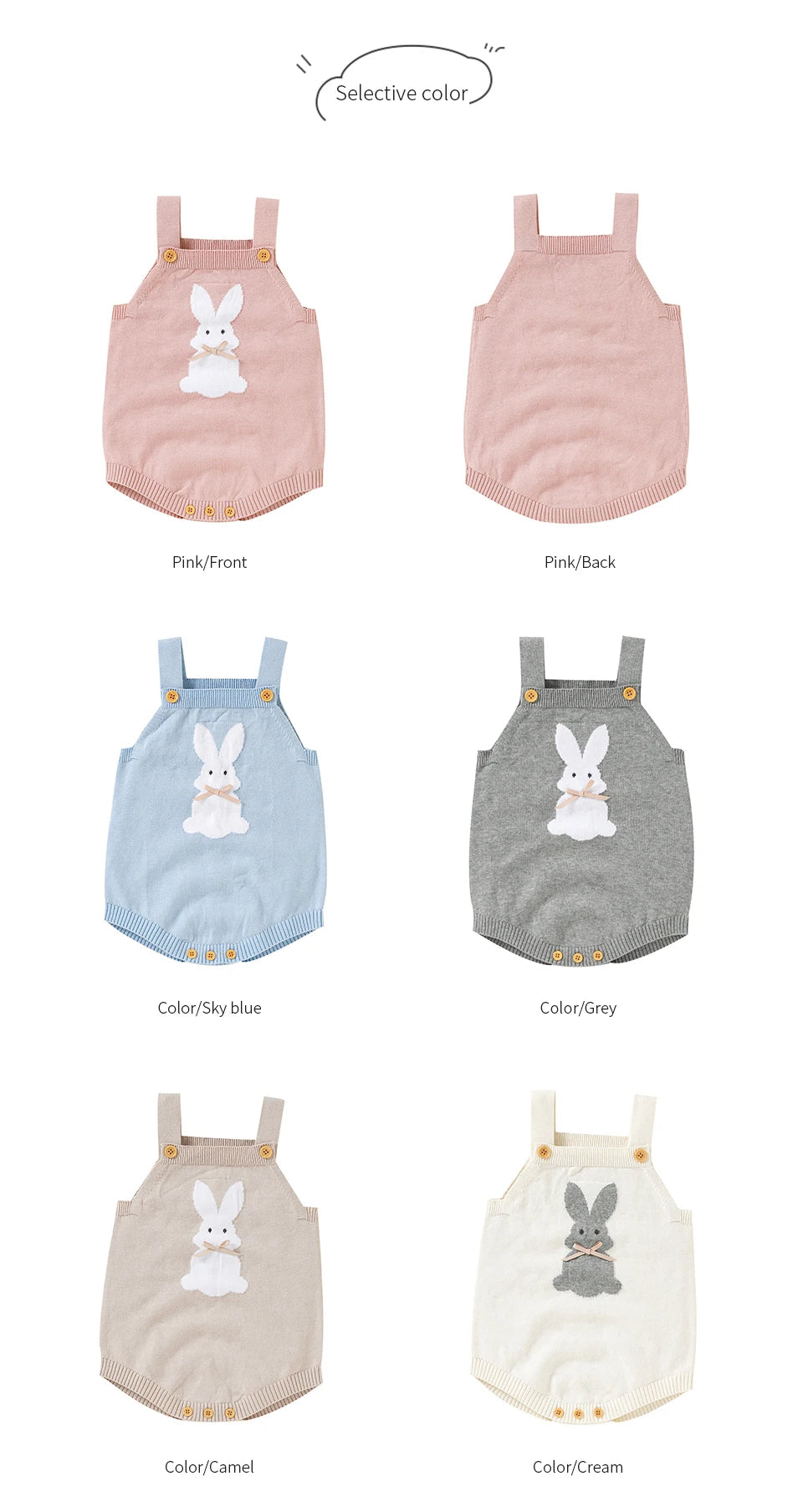 Babelio Baby Bodysuits Clothes Spring Autumn Rabbit Knitted Newborn Boys Girls Easter Onesie Clothes 0-18m Cotton Knitted Infant Outfits