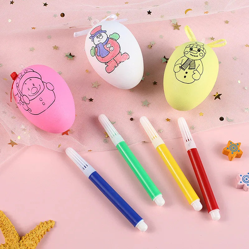 LulliNini 5pcs Easter Random Egg Graffiti Happy Easter Decorations Painted Handmade DIY Eggs Craft Kids Gift Favor Home Decor Easter Party
