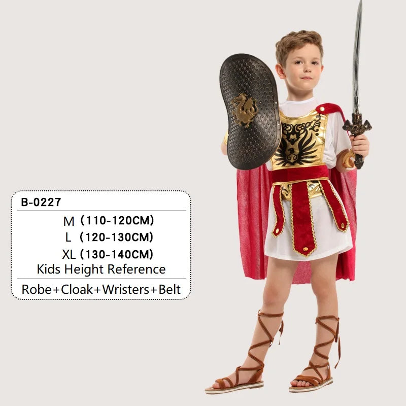 Kids Knight Costume — Medieval Armor Cosplay Outfit with Cape for Boys, Stage & Halloween