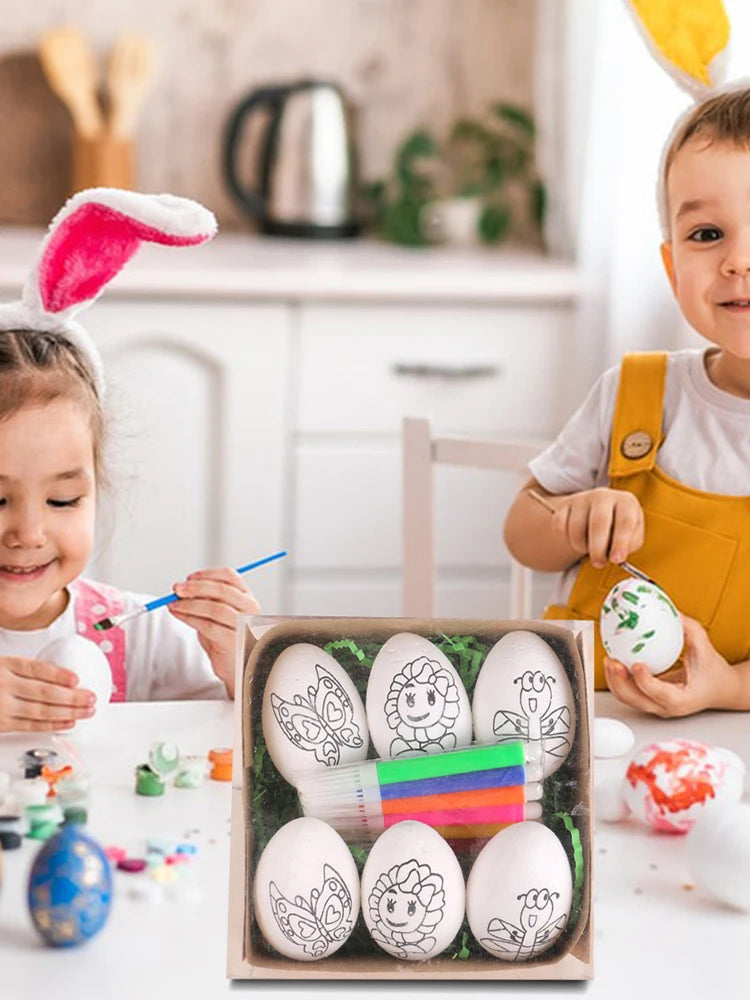 LulliNini DIY Painting Easter Eggs with Paint Pen Foam Easter Eggs DIY Doodle Kit for Easter Theme Party