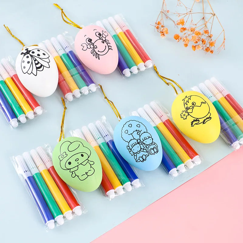 LulliNini 10Pcs DIY Arts Painting Eggs Color Filling Drawing Toys for Kids Birthday Party Favors Kindergarte Prizes Baby Shower Party Gift