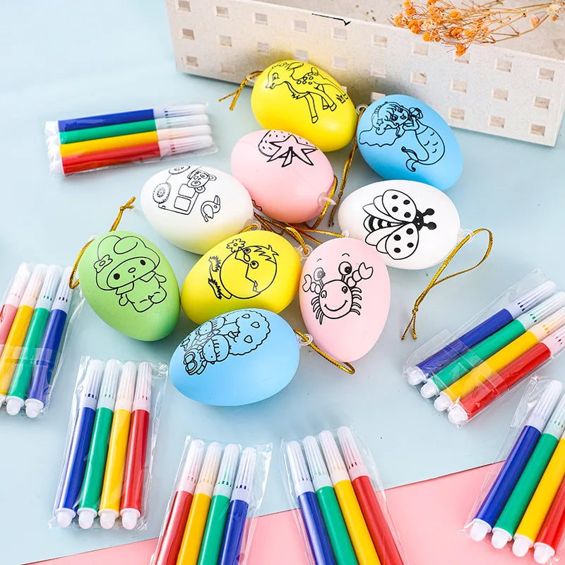LulliNini 10Pcs DIY Arts Painting Eggs Color Filling Drawing Toys for Kids Birthday Party Favors Kindergarte Prizes Baby Shower Party Gift