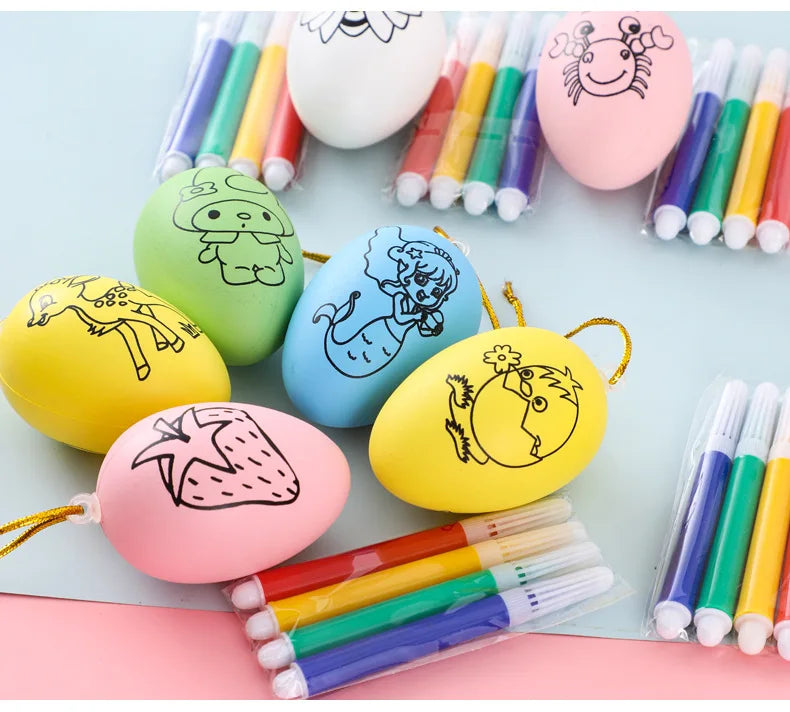 LulliNini 10Pcs DIY Arts Painting Eggs Color Filling Drawing Toys for Kids Birthday Party Favors Kindergarte Prizes Baby Shower Party Gift