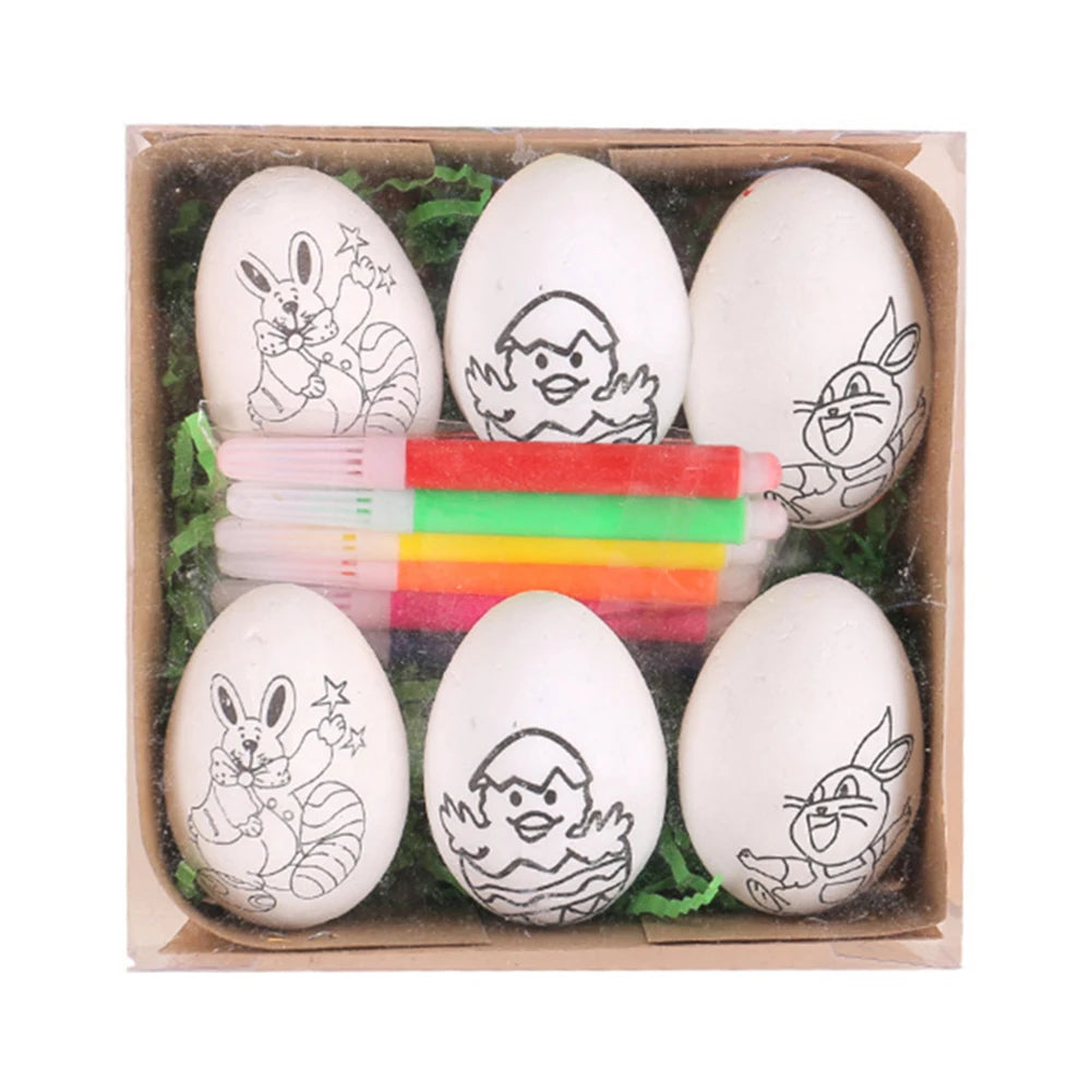 LulliNini DIY Painting Easter Eggs with Paint Pen Foam Easter Eggs DIY Doodle Kit for Easter Theme Party