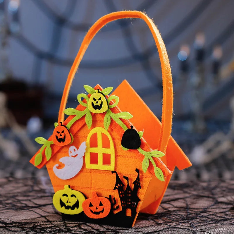 Halloween Pumpkin Candy Bags — 1–6 PCS Felt Trick or Treat Tote for Kids Party
