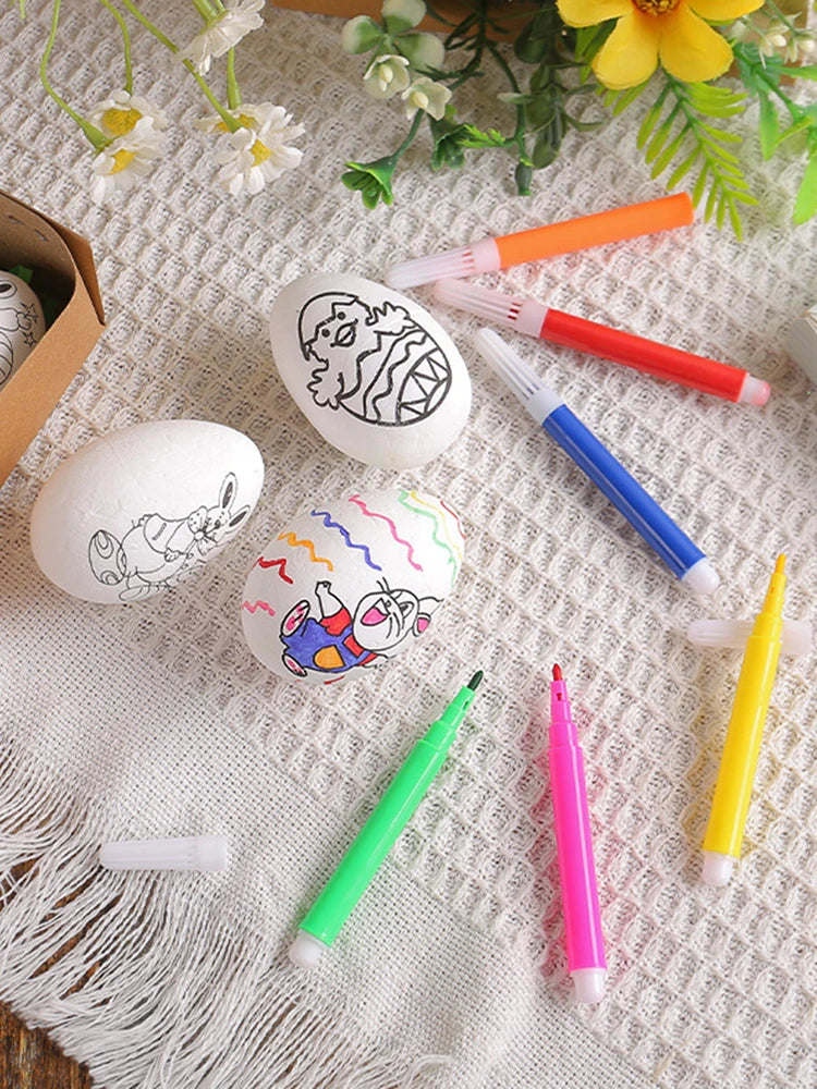 LulliNini DIY Painting Easter Eggs with Paint Pen Foam Easter Eggs DIY Doodle Kit for Easter Theme Party