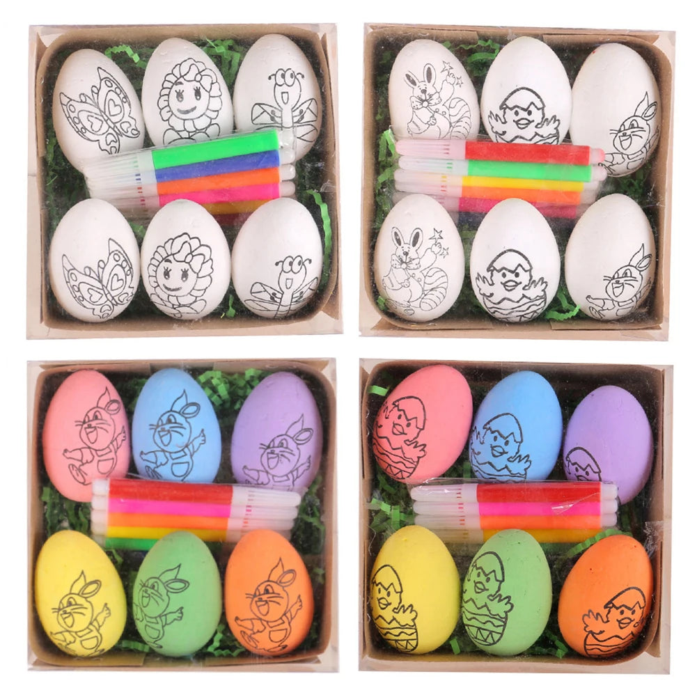 LulliNini DIY Painting Easter Eggs with Paint Pen Foam Easter Eggs DIY Doodle Kit for Easter Theme Party