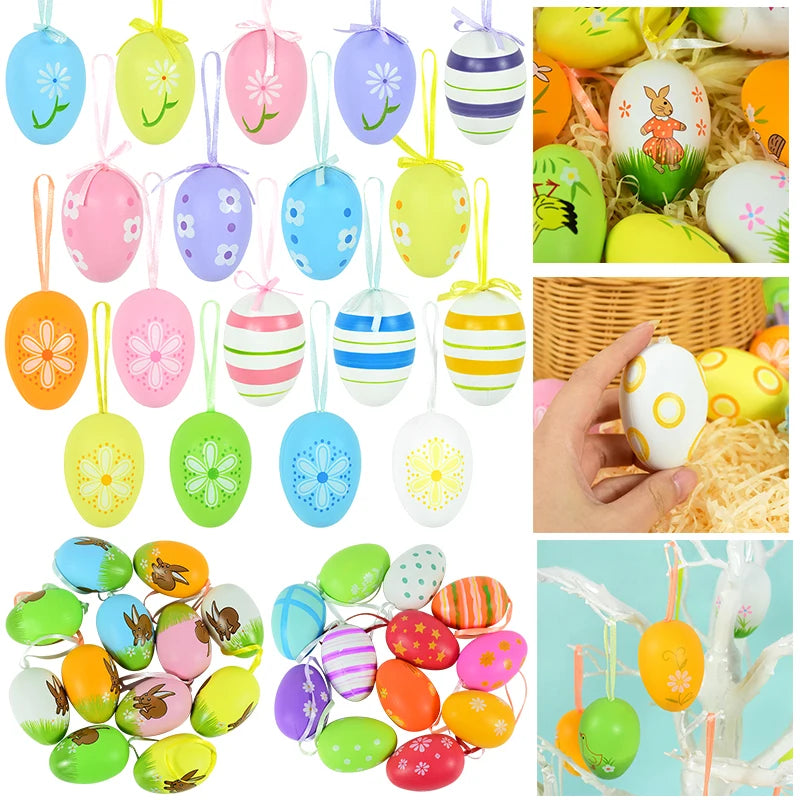 LulliNini HAPPY EASTER Party Door Hanging Sign Wooden Easter Egg Rabbite Bunny For Home Decor Easter Wreath Supplies Wood Crafts Ornaments