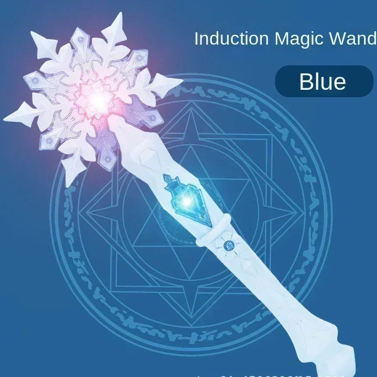 Frozen Princess Elsa Magic Wand Set — Snowflake Light-Up Wand with Crown, Ring & Gift Box